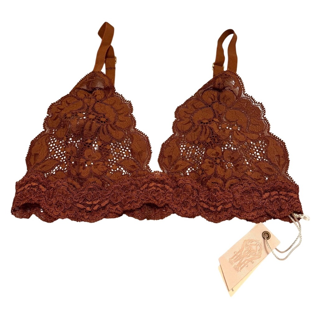 Free people HAH Chi Bralittle Lace Bralette Milk Chocolate Brown XS NWT Revolve
